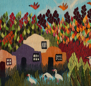 4.4 FT Egyptian Village Folk Art Tapestry - Handwoven Rural Scene Wall Hanging Kilim Rug