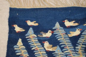 Handwoven Egyptian Kilim Tapestry Wall Hanging Wool Folk Art Decor 2.9FT Village