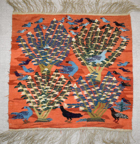 Grove of Bird Trees — handwoven Egyptian wool tapestry, 33"