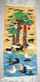 3.5 FT Handwoven Egyptian Kilim Rug Tapestry Wall Hanging Palm Trees Birds Ducks
