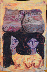 Vintage handwoven egyptian tapestry wall hanging 4.2 ft folk art textile decor