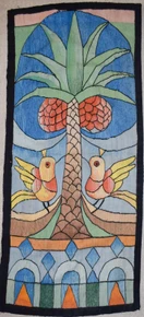 Date Palm and Birds — handwoven Egyptian wool tapestry, 4 ft