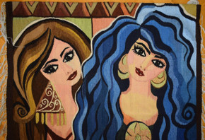 Two Women in Portrait handwoven tapestry — view 2