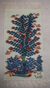 Traditional egyptian folk tapestry – hand woven wool kilim hanging art- 2.4 ft