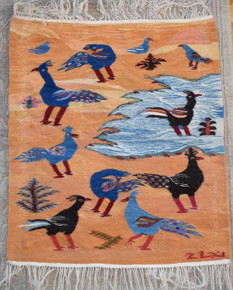 Peacocks and Birds by the Water — handwoven Egyptian wool tapestry, 29"