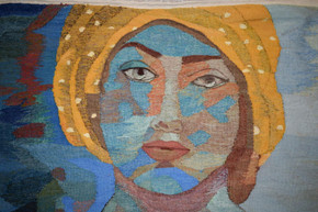 Vintage hand woven abstract tapestry wall hanging art – 3.9 ft - wool decor art- signed