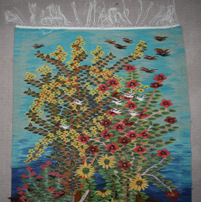 Egyptian folk art wall hanging tapestry- 6.1 ft- hand woven kilim home decor rug