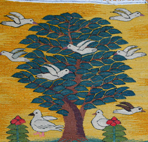 Tree of Doves and Duck Pond handwoven tapestry — view 2
