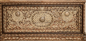Antique Syrian Walnut Wedding Chest with Mother of Pearl Inlay — view 2