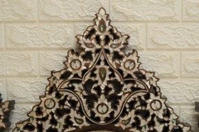 Syrian Mother of Pearl Mirror Frame, Triple-Finial Crest — view 2