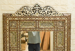 Broad Moroccan Mother of Pearl Mirror Frame — view 2