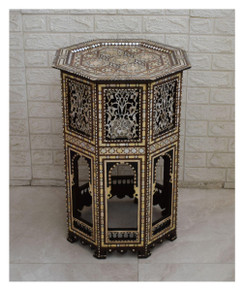 Syrian Mother of Pearl Side Table 28×20″ Tree Fretwork