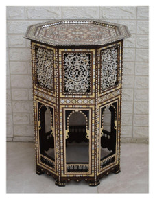 Mother of Pearl Accent Table, Rosette Top, 28 in