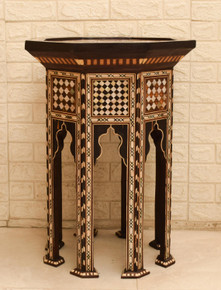 Moroccan Mother of Pearl Inlay Side Table 29.5″