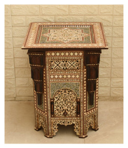 Moroccan Mother of Pearl Inlay Side Table 24×19″