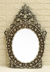 Vintage Syrian Mother of Pearl Mirror, Glass Fitted — view 2