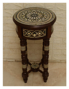 Moroccan Mother of Pearl Inlay Side Table 27.5″