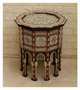 Moroccan Mother of Pearl Inlay Side Table 21″