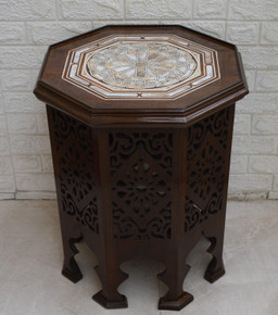 Moroccan Mother of Pearl Side Table in Beech — view 2