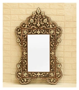 Syrian Mother of Pearl Mirror Frame, 39 in