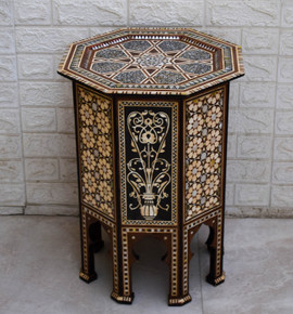 Three-Tone Mother of Pearl and Bone Side Table — view 2