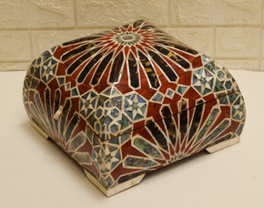 Square Moroccan Mosaic Jewelry Box in Shell and Rosewood — view 2