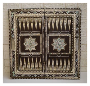 Backgammon Chess Board 25 in Shell Inlay