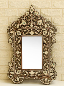 Syrian Mother of Pearl Mirror 28 in — detail 1