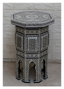 Octagonal Table with Mashrabiya Arcaded Base, 23 in