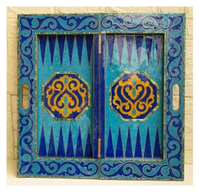 Lapis & Turquoise Backgammon Board 25 in
