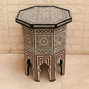 Octagonal Side Table with Rosette Medallions — view 2