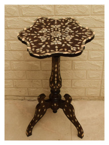 Syrian Lobed Pedestal Table, Floral Rosette, 27 in