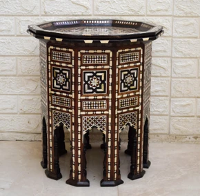 Syrian Octagon Inlay Table 19.7 in — detail 1