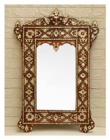 Vintage Syrian Inlaid Mirror 36 × 25 in