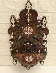 Hand-Carved Syrian Wall Shelf 24 × 12 in — detail 1