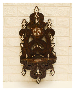 Hand-Carved Syrian Wall Shelf 24 × 12 in