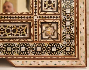 Syrian Inlaid Mirror Frame 36 × 30 in — detail 1
