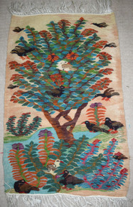 Spreading Tree of Birds — handwoven Egyptian wool tapestry, 3.3 ft