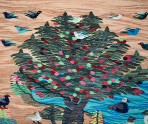 3.2 FT Tree Over the Water Handwoven Tapestry, Egyptian Wool Wall Hanging, Natural Dye Folk Art — detail 1