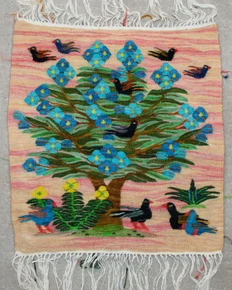 Blossom Tree — handwoven Egyptian wool tapestry, 20"