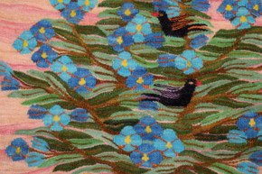 20" Blue Blossom Tree Handwoven Tapestry, Small Egyptian Wool Wall Hanging, Natural Dye Folk Art — detail 1