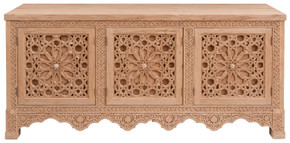 Star fretwork sideboard in raw beech with geometric lattice doors