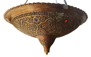 Moroccan bronze entryway chandelier