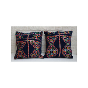 Set of 2 Egyptian Bedouin Kilim Cushion Cover, Decorative Pillow Cover, Moroccan Home Decor, Boho Nomad Throw pillow, Tribal Cushion #08