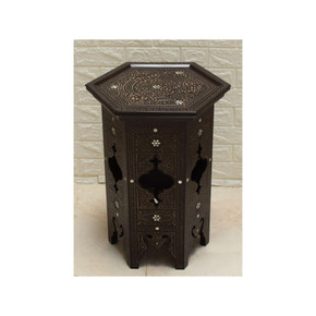 Hand carved Syrian Table, Mother of Pearl Inlaid Table, Wood Side Table, Moroccan Furniture, Wooden Table, Coffee Table, Carved Table