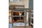Mirrored vanity console — solid wood grain and finish detail
