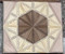 Chevron-Ray Star Wood Mosaic Panel — Walnut Hexagon Marquetry, Custom Size