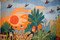Hand woven tapestry-large 6.5 ft-egyptian folk art wall hanging-kilim rug decor