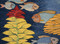 31x23" Handwoven Egyptian Wool Tapestry, Fish Underwater Wall Hanging, Signed Original Folk Art