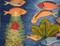 32x23" Handwoven Egyptian Wool Tapestry, Tropical Fish Wall Hanging, Signed Original Folk Art